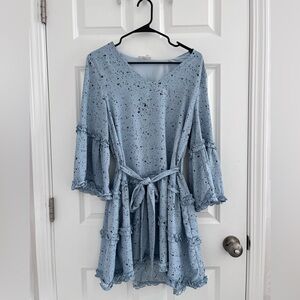 Entro Light Blue Dress with Black Speckles